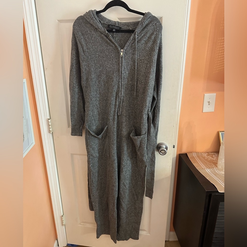 Eloquii belted, hooded, jumpsuit